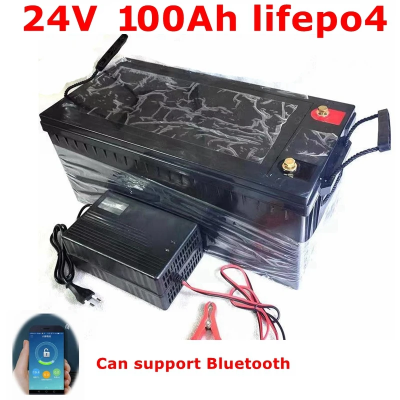 

BLN impermeabile 24V 100AH lifepo4 batteria al litio bluetooth BMS APP per 2400W camper energia solare RV EV AGV + 10A caricator