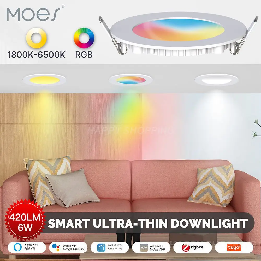 

Tuya Zigbee Smart Downlight 6W RGB Dimmable LED Spotlight Alexa Home Timing Control Ceiling Light For Smart Life