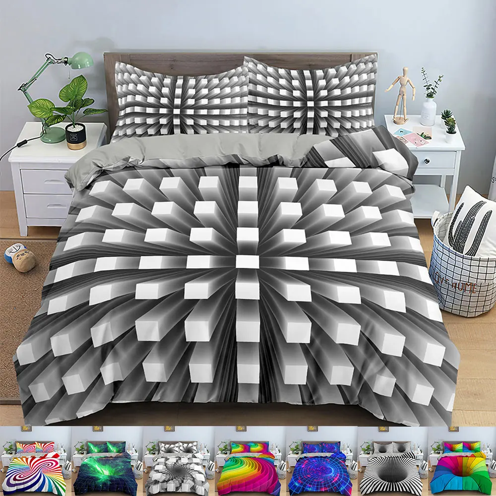 

Juego de ropa de cama con estampado Digital 3D, funda nórdica abstracta moderna con cierre de cremallera, 2/3 piezas, tamaño