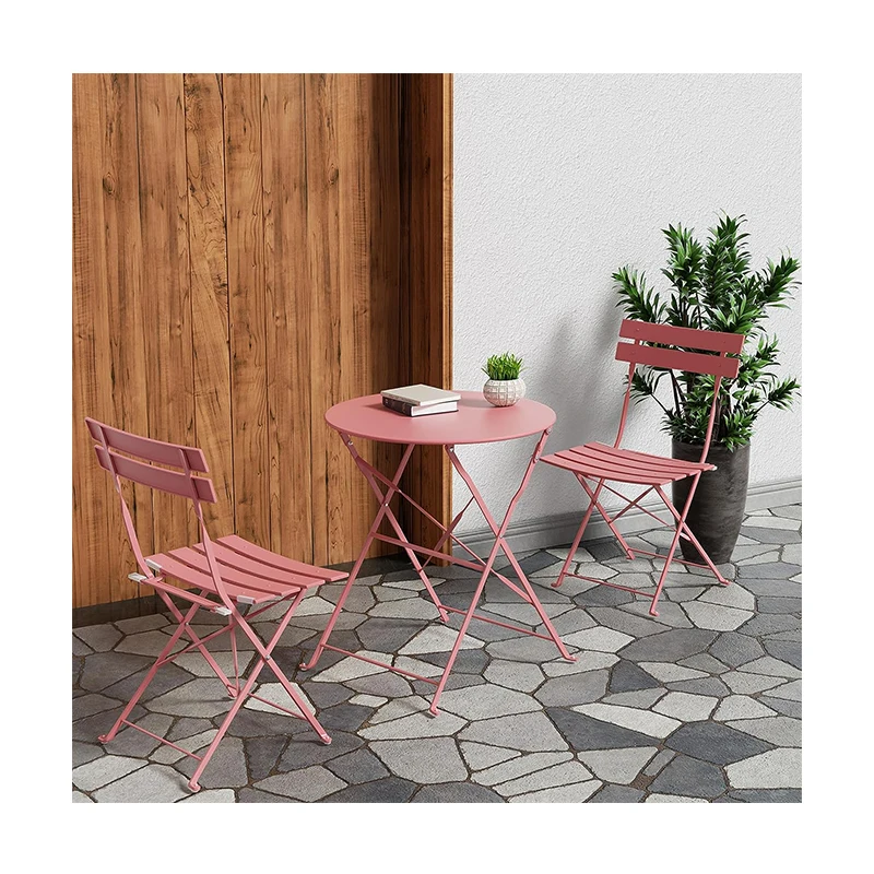 

Best Selling Balcony Leisure Folding Furniture Garden Chairs And Table 3pcs Patio Metal Bistro Sets For Outdoor