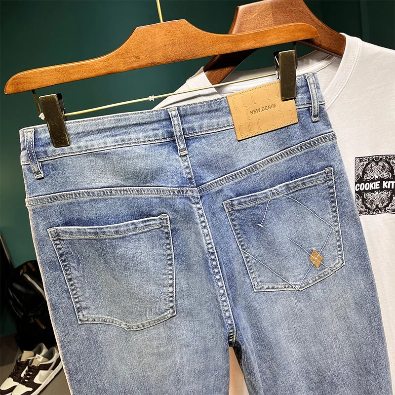 Новинка лета 2024 мужские джинсы стрейч подходящие ко всему уличные трендовые