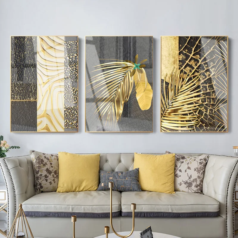 Абстрактная Скандинавская версия роскошные золотые ветви и нефритовые листья