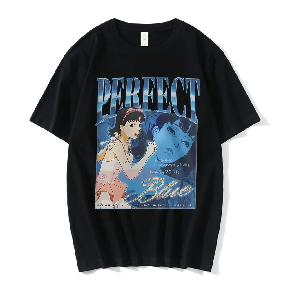 

Футболка для девочек с рисунком аниме Perfect Blue, мужские смешные футболки с коротким рукавом, повседневная Готическая хлопковая одежда, футбо...