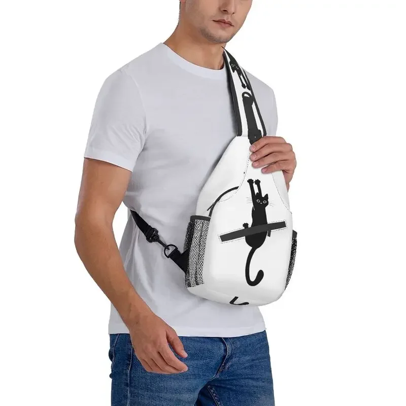 Рюкзак через плечо с черной кошкой мужская сумка на заказ для путешествий пешего