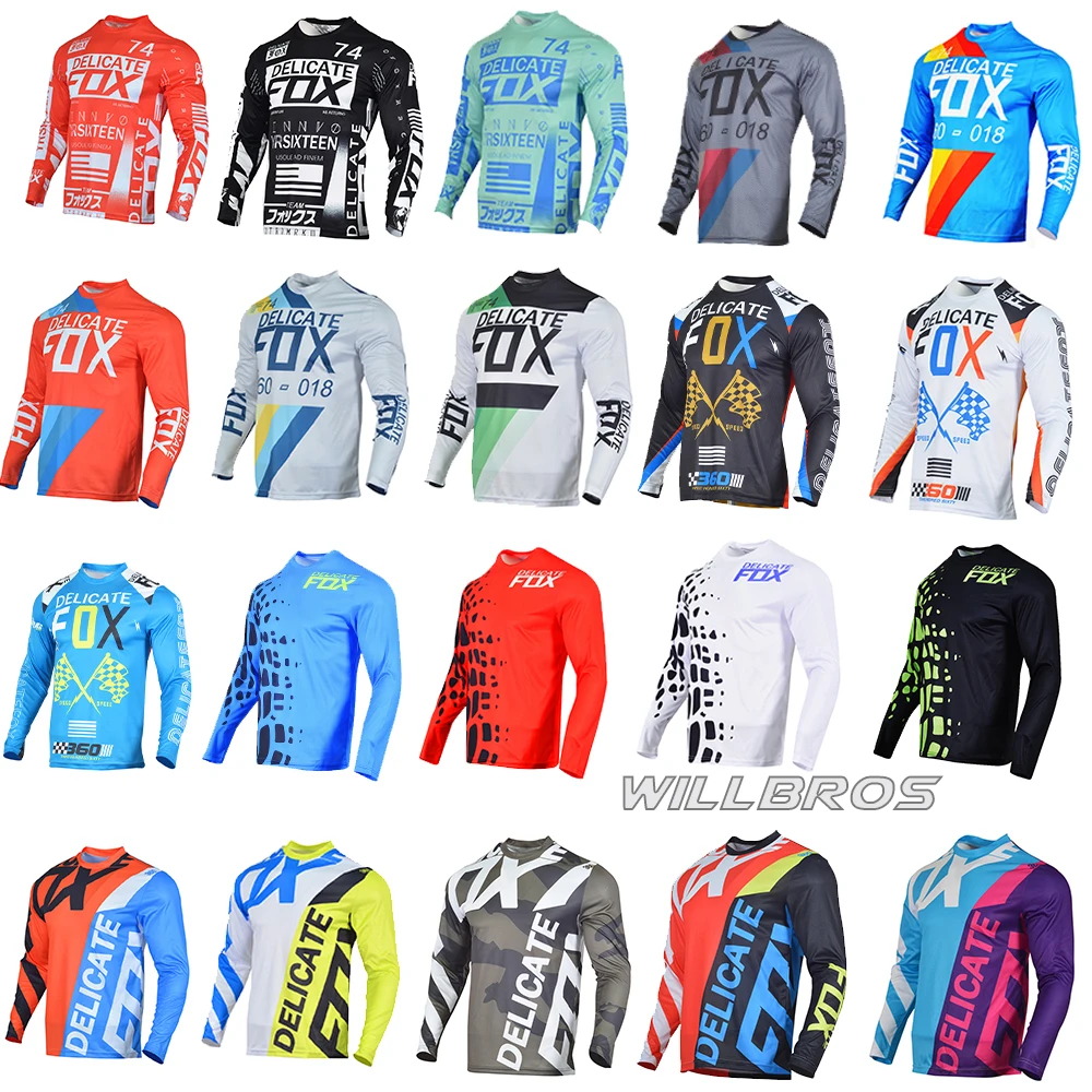 Delicate Fox Jersey Motocross T-shirt Motorcycle Bike Bicycle Off-road Cycling Moto MTB Enduro ATV UTV Clothing Mens