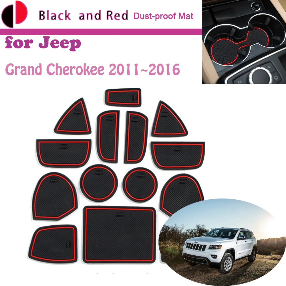 

Rubber Door Groove Mat for Jeep Grand Cherokee WK2 2011~2016 Cushion Gate Storage Slot Coaster Dust-proof Interior Sticker Pad