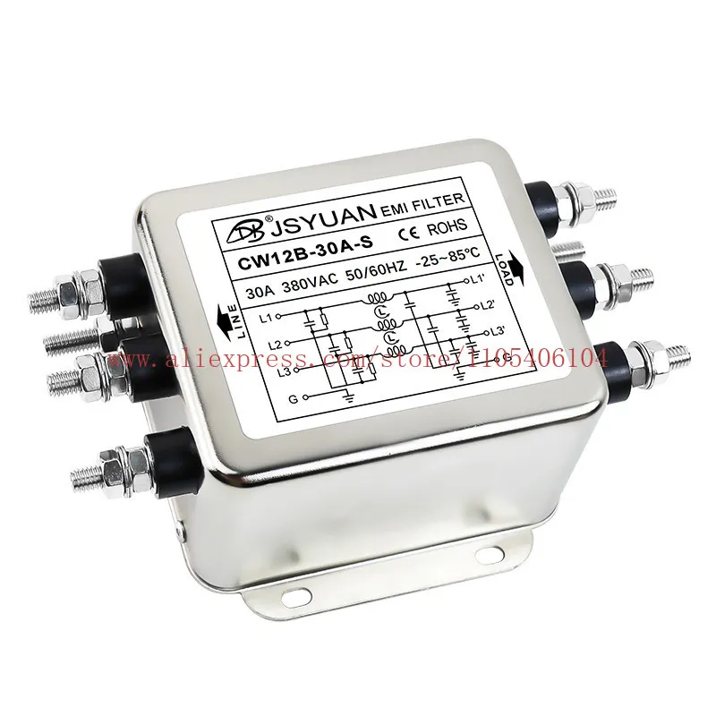 Фото Трехфазный трехпроводной фильтр питания CW12B-10A20A30A-S 40A для сервоприводов 80A с частотным преобразованием 380В переменного тока №2