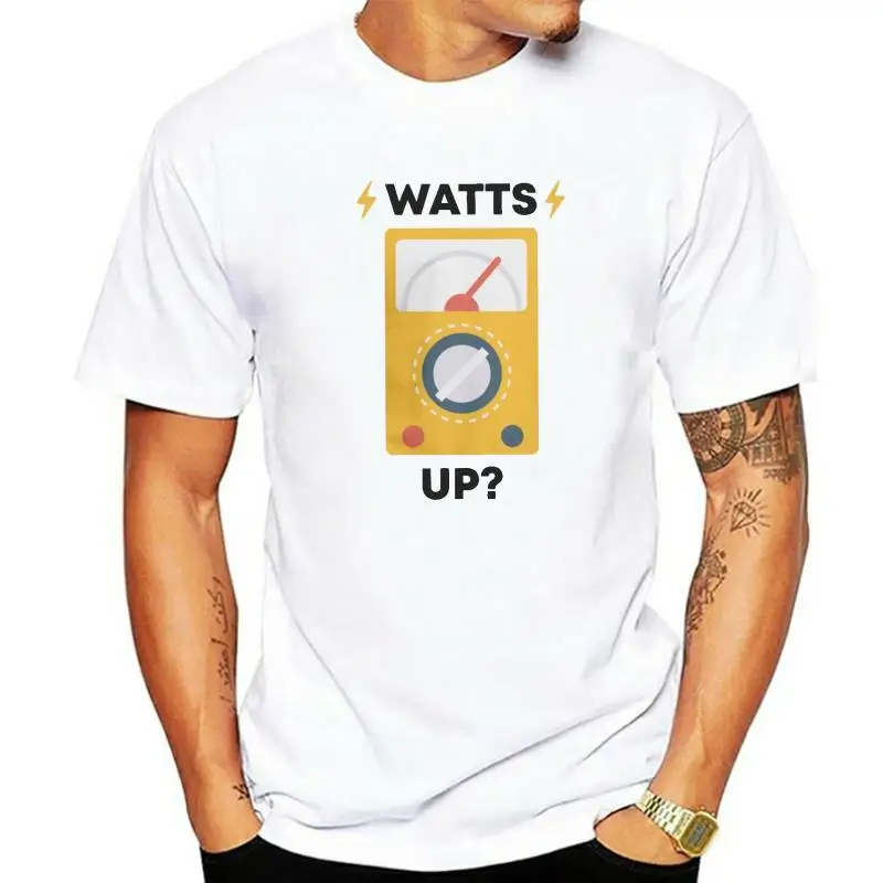 

Футболка Watts Up I Am An Electrician, Мужская хлопковая футболка с юмором, футболки с круглым вырезом, классическая одежда с коротким рукавом в подарок