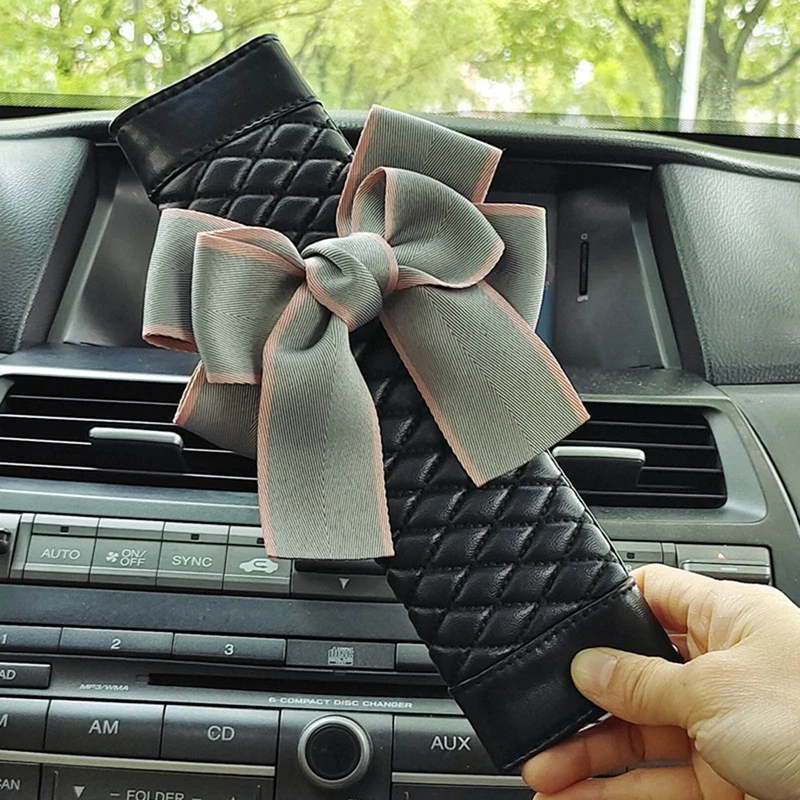 

Universal Auto Seat Belt Pu Leather Covers Safety Belts Shoulder Protection Auto Interior Accessories Bow Tie Seat Belt Cover