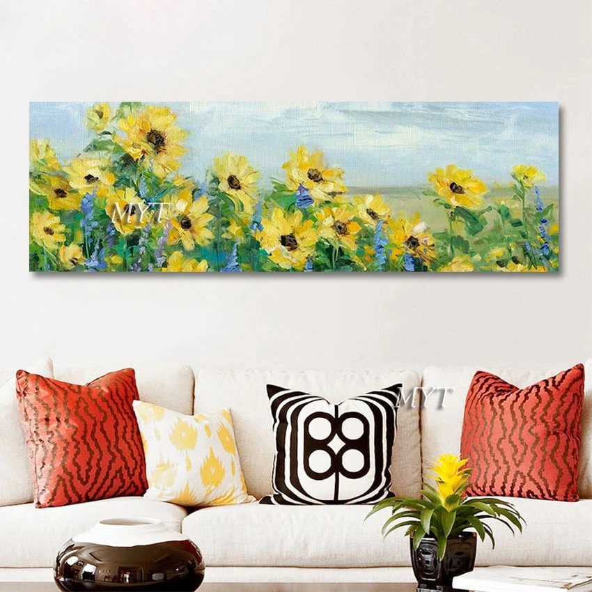 

Large Modern Home Wall Decoration Beautiful Sunflowers Paintings Hand-painted Canvas Artwork Picture Art Showpieces Unframed