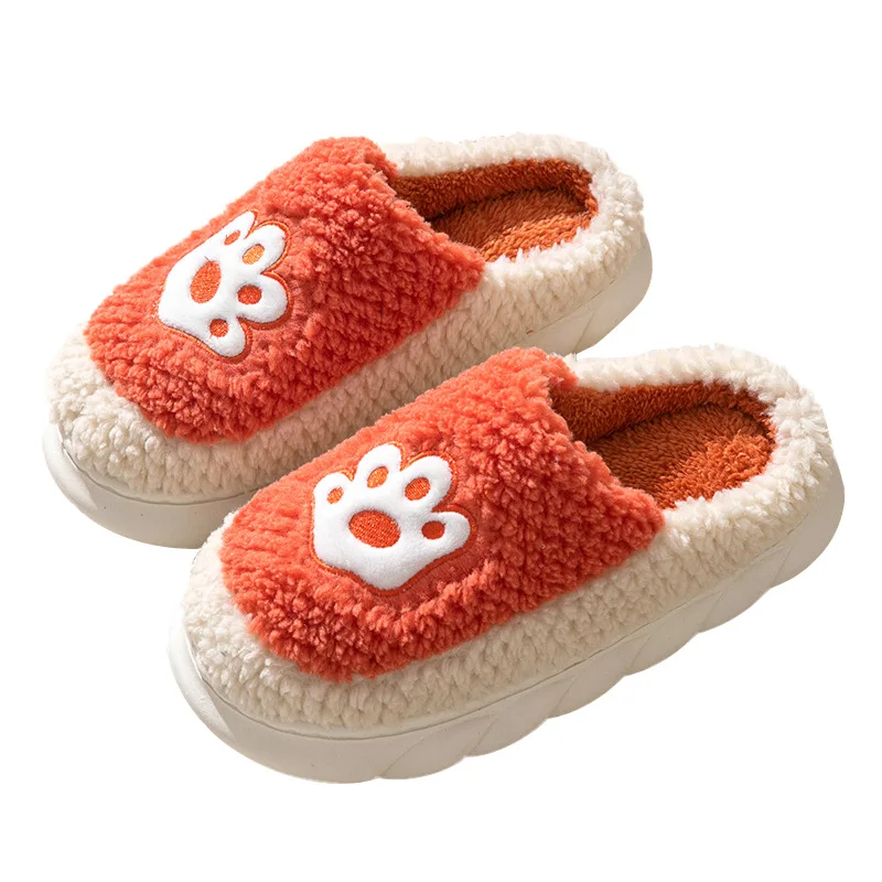 Women Men Winter Platform Slippers High Heels House Thick Sole Mute Fluffy Warm Casual Shoes Flats Lady Home Outside Fur Slides