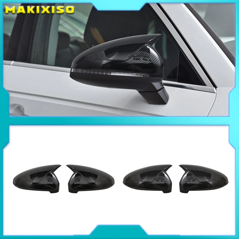 

Карбоновый черный и яркий черный чехол для зеркала заднего вида чехол для бокового зеркала оболочка для Audi A4 B9 A5 2017-2019 одна пара