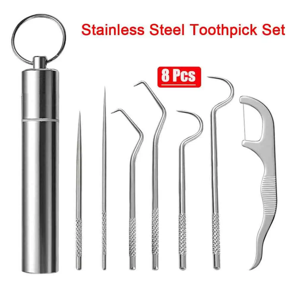 

Metal Stainless Steel Oral Cleaning Health & Beauty Cleaning Tool Tooth Picker Interdental Hook Toothpick