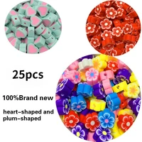 25pcs heart shaped and plum shaped beads polymer clay beads mixed color polymer clay spacer beads for jewelry making diy 10 mm