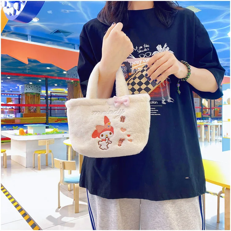 

Sanrio Plush Handbag Melody Hello Kitty Kuromi Cute Cartoon Crossbody Bag Make-up Bag Cute Cinnamoroll Handbag Birthday Gift