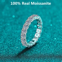 solid 925 silver luxury 2 1ct moissanite full enternity diamond engagement ring for women real moissanite wedding band ring