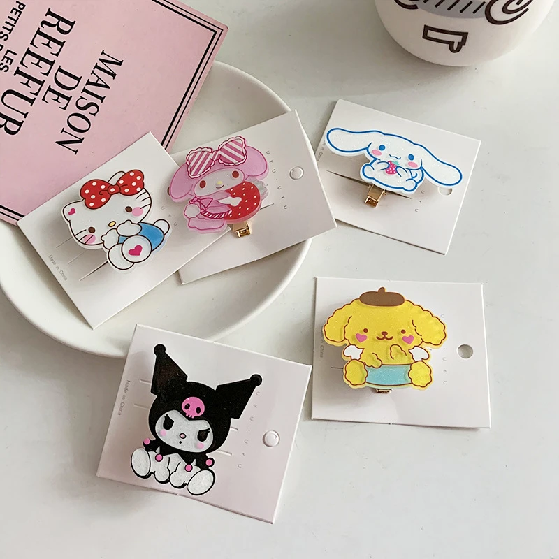 

Sanrio Kawaii Kuromi Cinnamorol Hello Kitty Mymelody Onpompurin Luminous Headgear Hair Clip Cute Couple Gift Hair Accessories