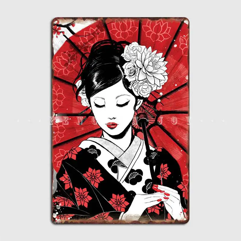 

Geisha - Rubyart Poster Metal Plaque Plaques Cinema Living Room Printing Pub Garage Tin Sign Poster
