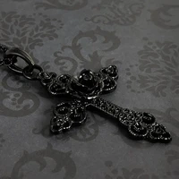 goth gothic black rose cross pendant necklace for women charm jewelry witch new fashion accessories wholesale