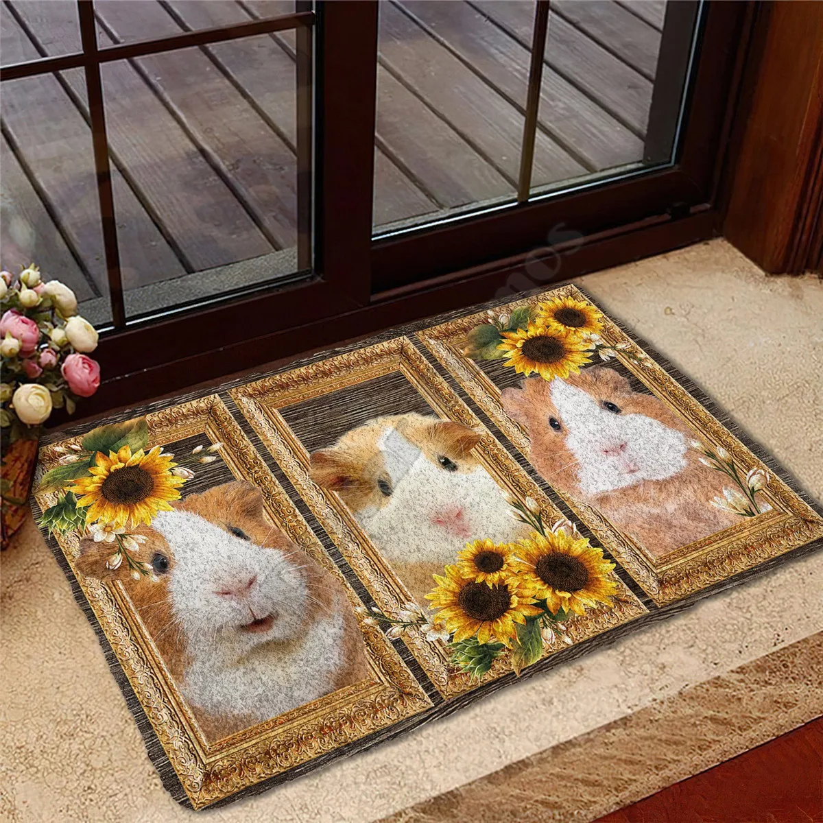 

3D Printed Guine Pig Sunflower Custom Doormat Door Floor Mats Carpet Decor Porch Doormat