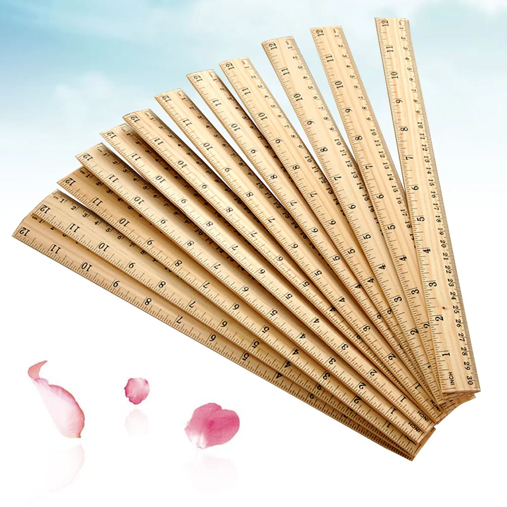 30 Pcs Bookmark Ruler Wooden Double Scale Unbreakable Rulers Measuring School Stick