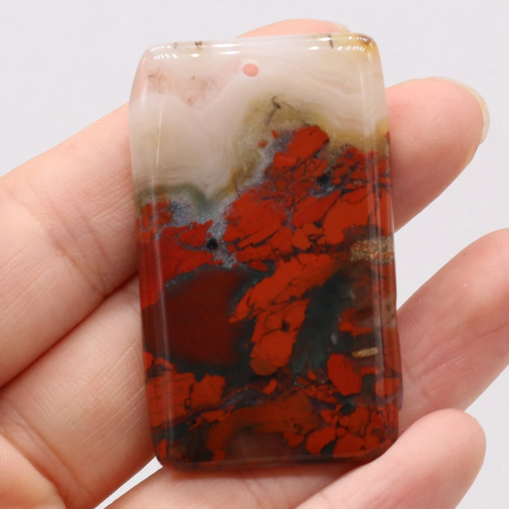 Natural Pendant Semi-Precious Stone Reiki African Blood Rectangle Hole Bead Charm for Jewelry Making Diy Necklace Accessories |