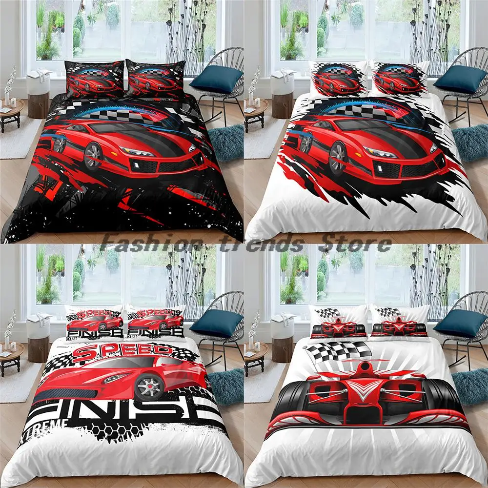 

Racing Car 3D Printed Bedding Sets 2/3pcs Duvet Cover And Pillowcase Home Textiles Luxury Bedclothes Bedding Set for kids adult