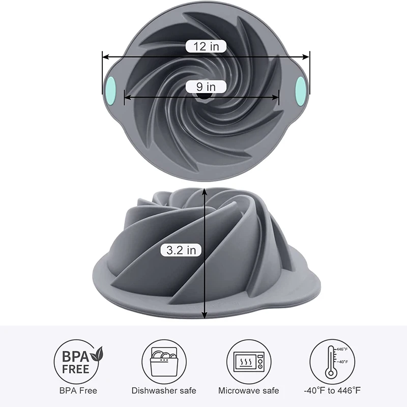 Креативная силиконовая форма для торта Bundt со спиральным дизайном не прилипающая