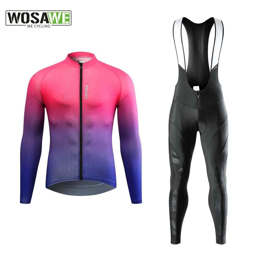 

Summer Men's Cycling Jersey Set MTB SportsWear Bicycle Clothing Long Sleeve Sweatshirt Mountain Bike Padded Bib Pants Tights