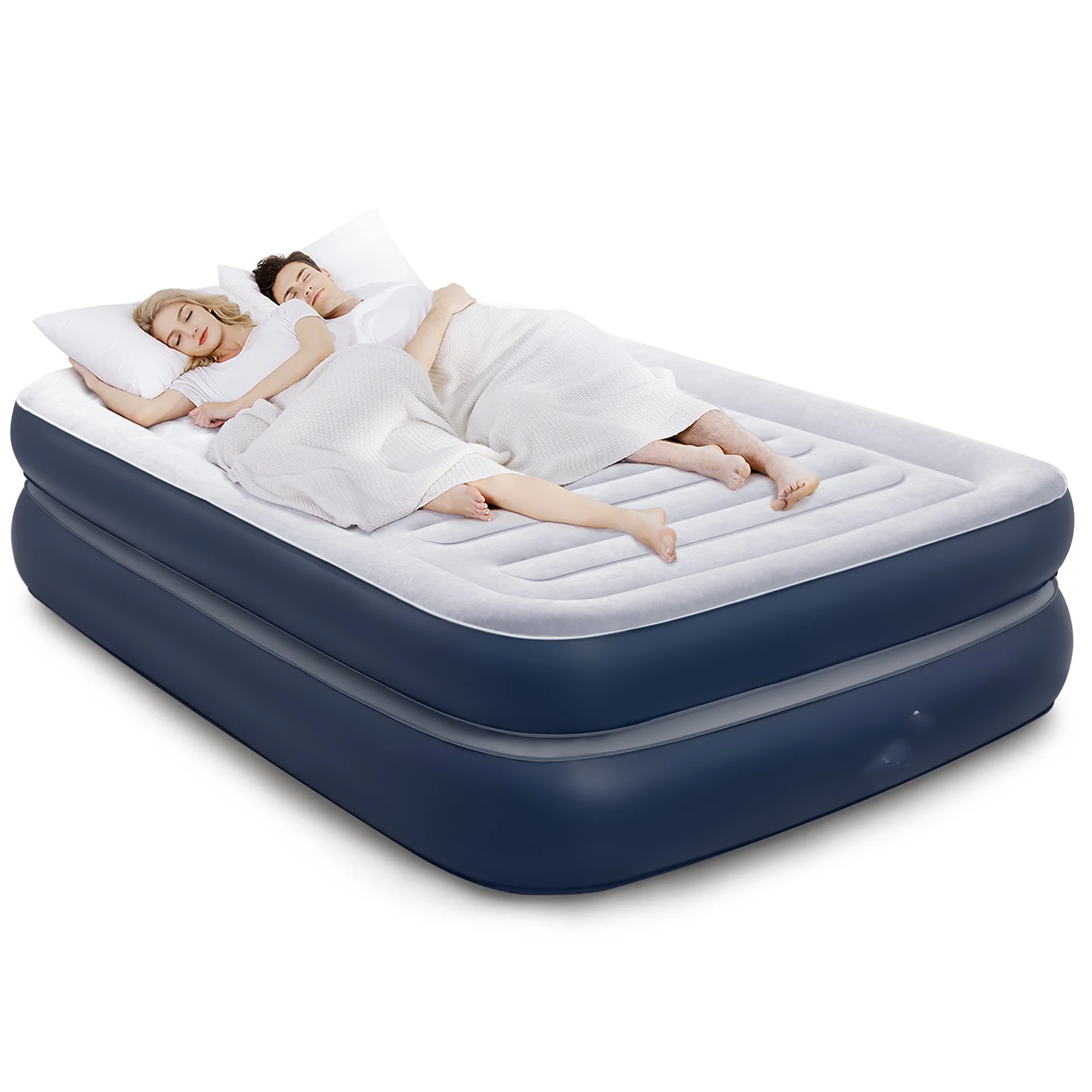 

Inflatable Air Mattress, Full Size Air Bed, Guest Bed, Double Height, with Flocked Top, Internal Electric Pump, for Apartment, S