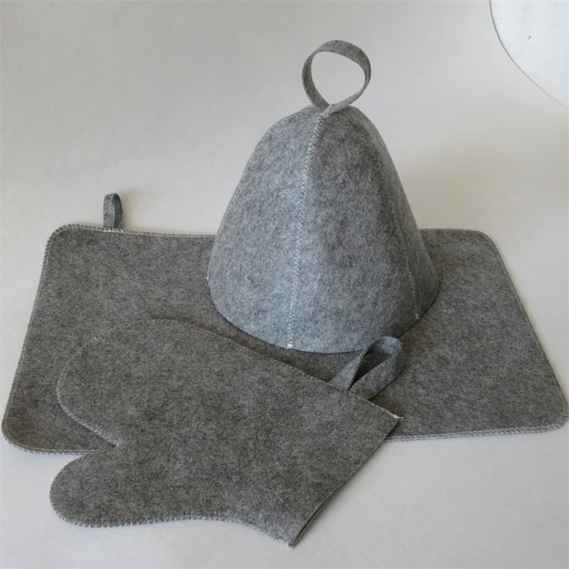 

Hat Sauna Bath Felt Cushion Russian Set Kit Mat Caps Vaporarium Men Salon Heat Insulation Room Pad 3PCS/SET