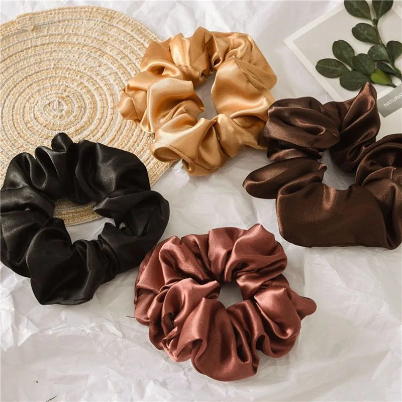

Women Silk Scrunchie Elastic Handmade Multicolor Hair Band Ponytail Holder Headband Hair Accessories 1PC Satin Silk Solid Color