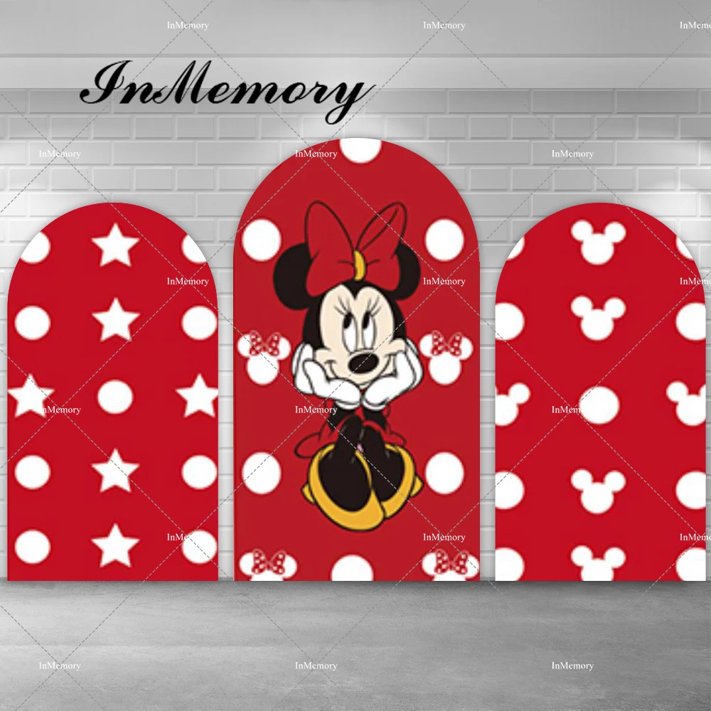 

Red Minnie Mouse Arch Backdrop Castle Girls Newborn Birthday Party Chiara Wall Decor Cartoon Photography Backgrounds