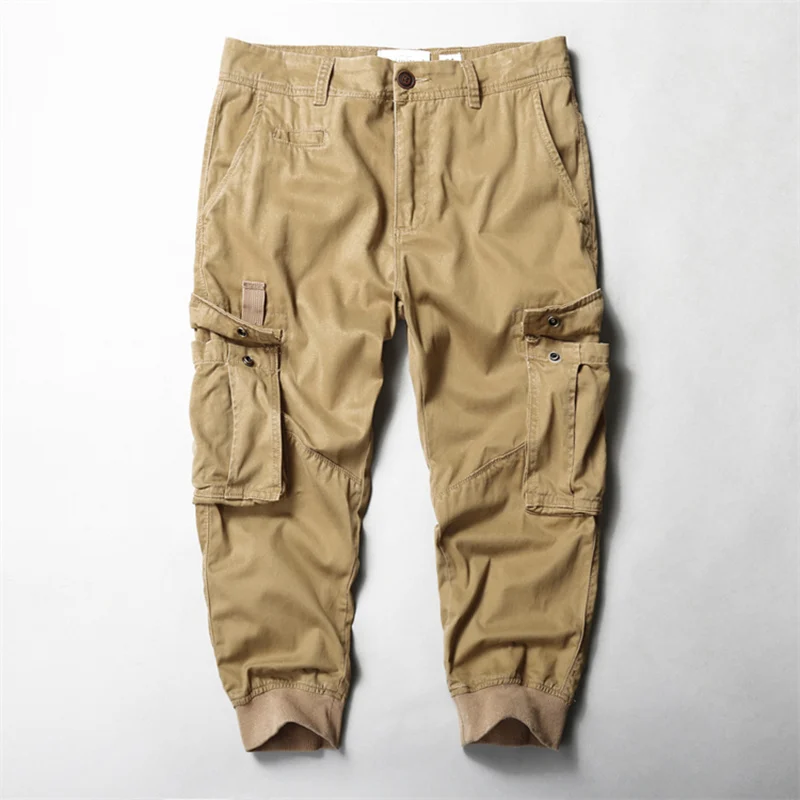 

Men's Fashion Street Wear Casual Cargo Pants Multi Pocket Tactical Camo Pants Summer Calf Length Pants Gym Training Pants