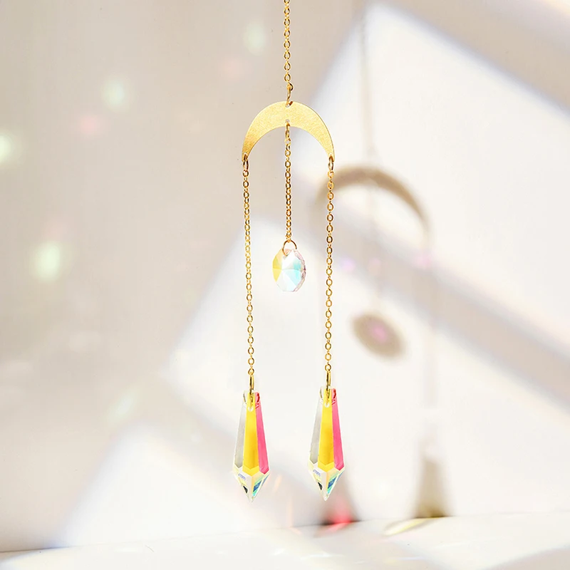 

Crystal Light Catching Ornament Sun Catcher Windchime Rainbow Maker Handmade Hanging Pendant Window Outdoor Garden Decoration