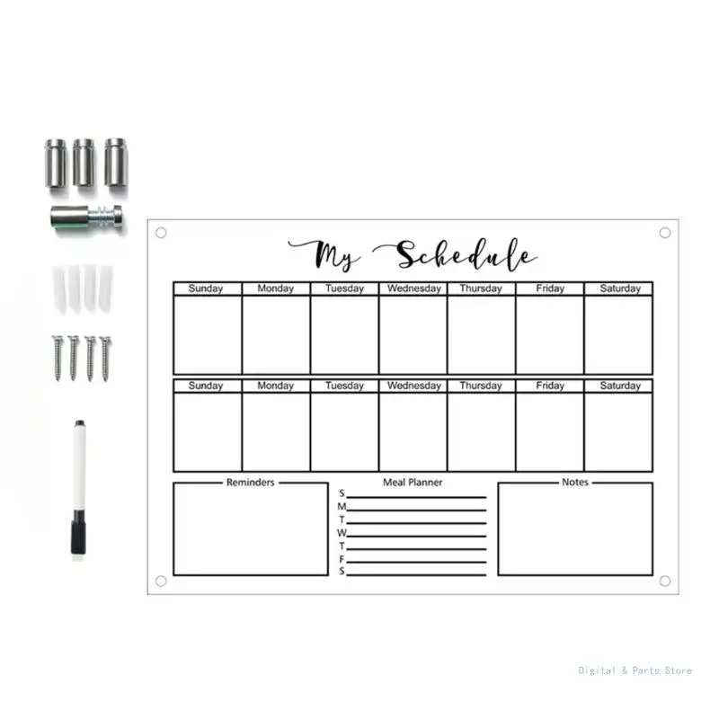 

M17F Acrylic Calendar for Wall with Marker Mounting Hardware Monthly Weekly