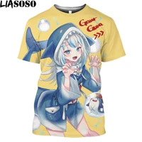 anime gawr gura vtuber 3d printed t shirt men women kawaii girls shark harajuku shirt tops otaku casual trendy manga graphic tee