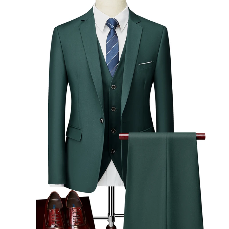 Пиджак + брюки жилет/Новинка 2022 мужские деловые облегающие костюмы свадебный