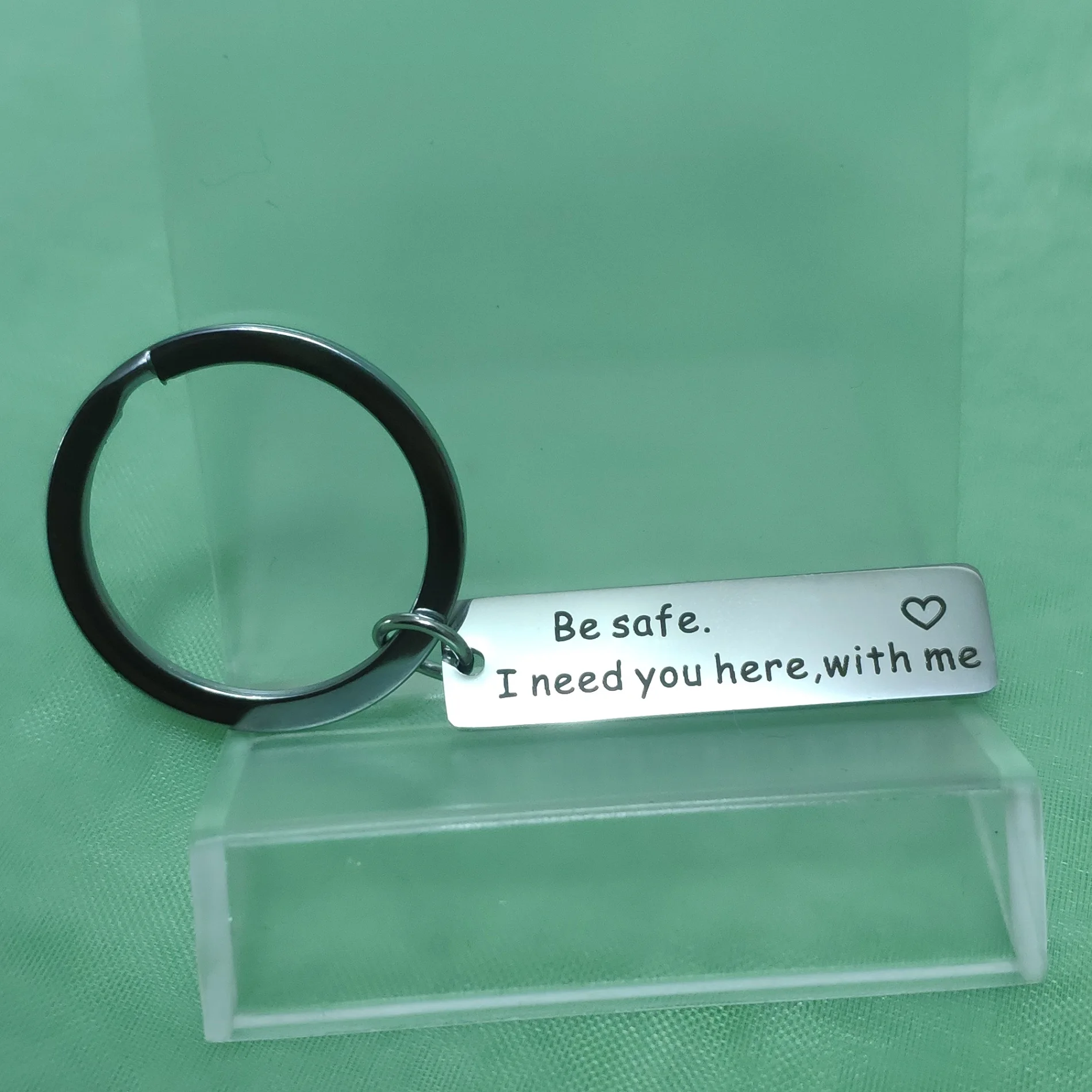 

Stainless Steel Plate Keychain for Car Keys Safe Driving Keyring Unisex Ornaments Warm Reminder Best Friend Couple Gift Holder