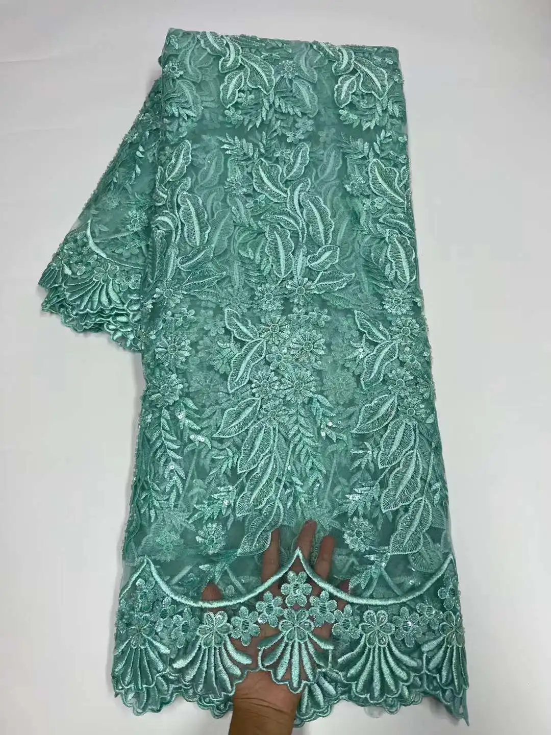 

Nigerian Lace Fabrics 2022 High Quality With Sequins Lace African Lace Fabric Cotton Lace Guipure Cord Lace Fabric For Party Sew