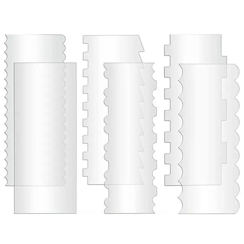 

Cake Decorating Comb Cake Comb 6PCS Acrylic Set Thick Cake Scraper Tool Baking Tool Safe Sturdy For Cafes Kitchens Dining Rooms