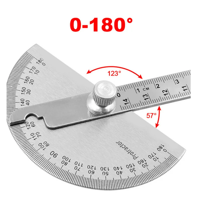 

145mm stainless steel 180 protractor angle meter measuring ruler rotary mechanic tool ruler