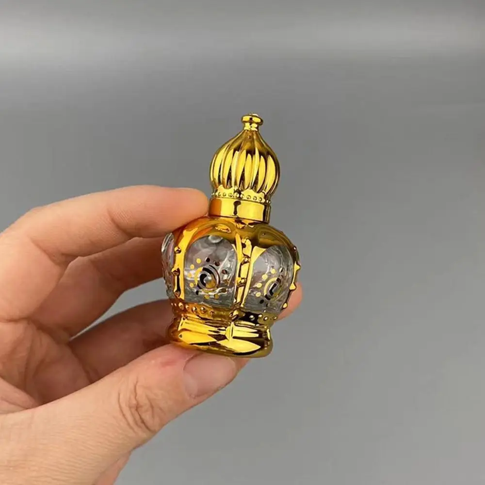 

Essential Oil Roller Bottle Gold Crown Shape Perfume Bottling Portable Travel Electroplated Carve Glass Luxury Empty Bottle