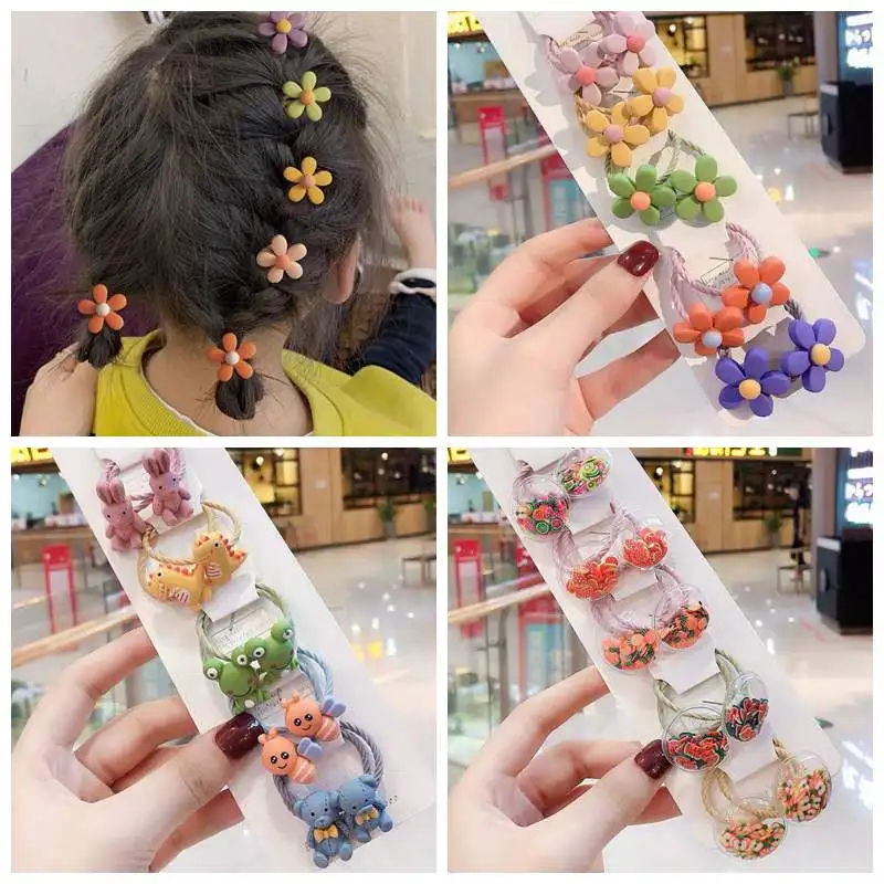 

20 шт./партия, Детские резинки для волос с цветами