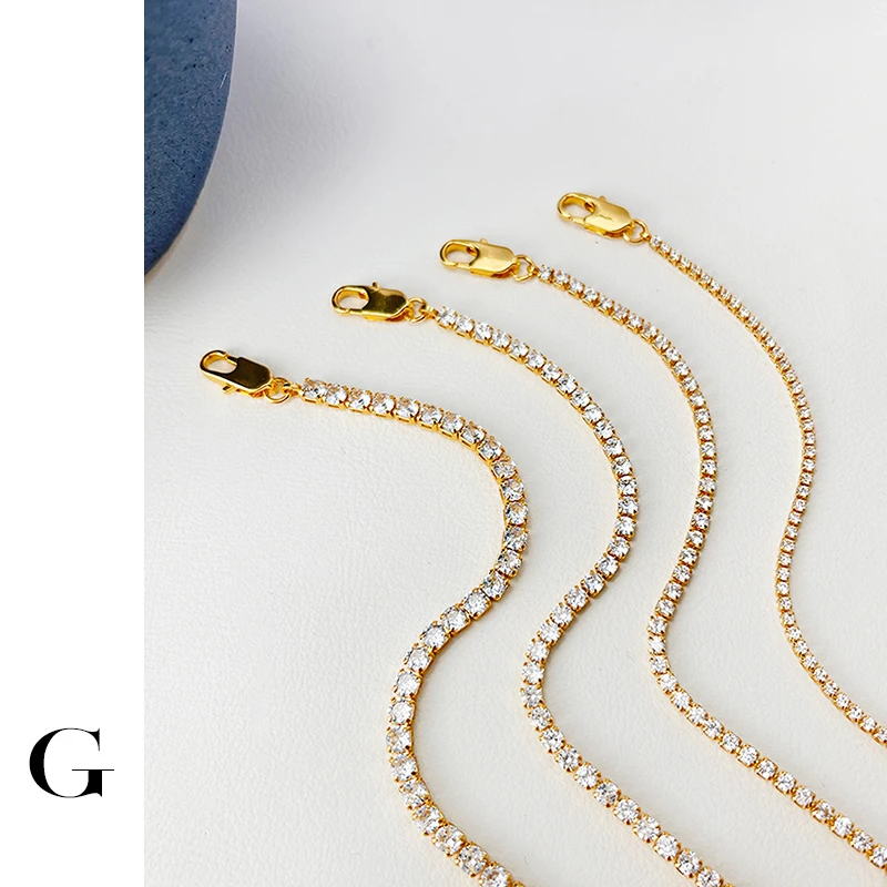 

Ghidbk Iced Out Cubic Zirconia Chain Collar Necklaces Exquisite Solid Gold Color Shining Tennis Choker for Women Wedding Jewelry