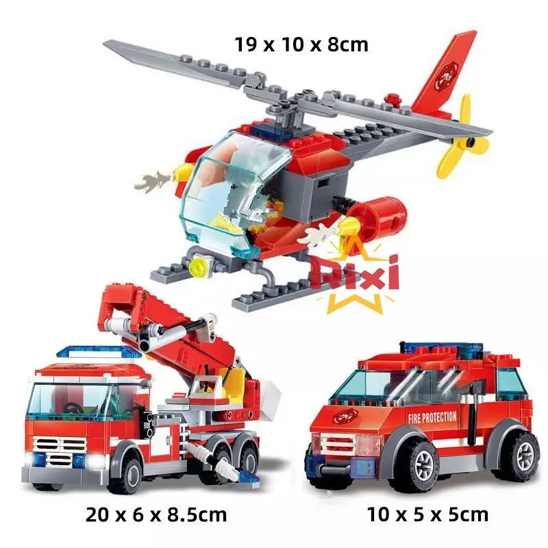 Строительные блоки Rixi City модель пожарной станции пожарная лестница грузовик