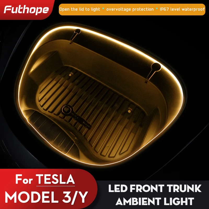 Передняя часть багажника Futhope для модели 2021-2023 Tesla 3 яркая фотография желтое белое