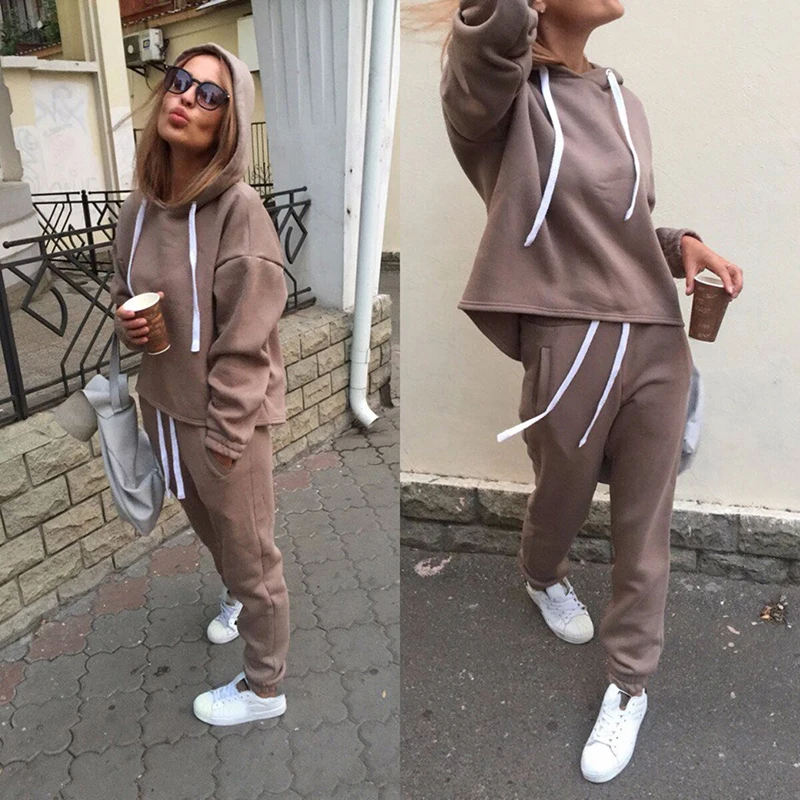

Autumn Winter Women Tracksuit Long Sleeve Loose Sweatshirts Casual Suit Volleyball Set Two Piece Set Tops Pants Sporting