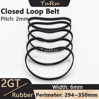 2gt 2mgt closed loop belt width 6mm perimeter 294 296 300 302 308 320 330 336 340 348 350mm rubber timing belt synchronous belt