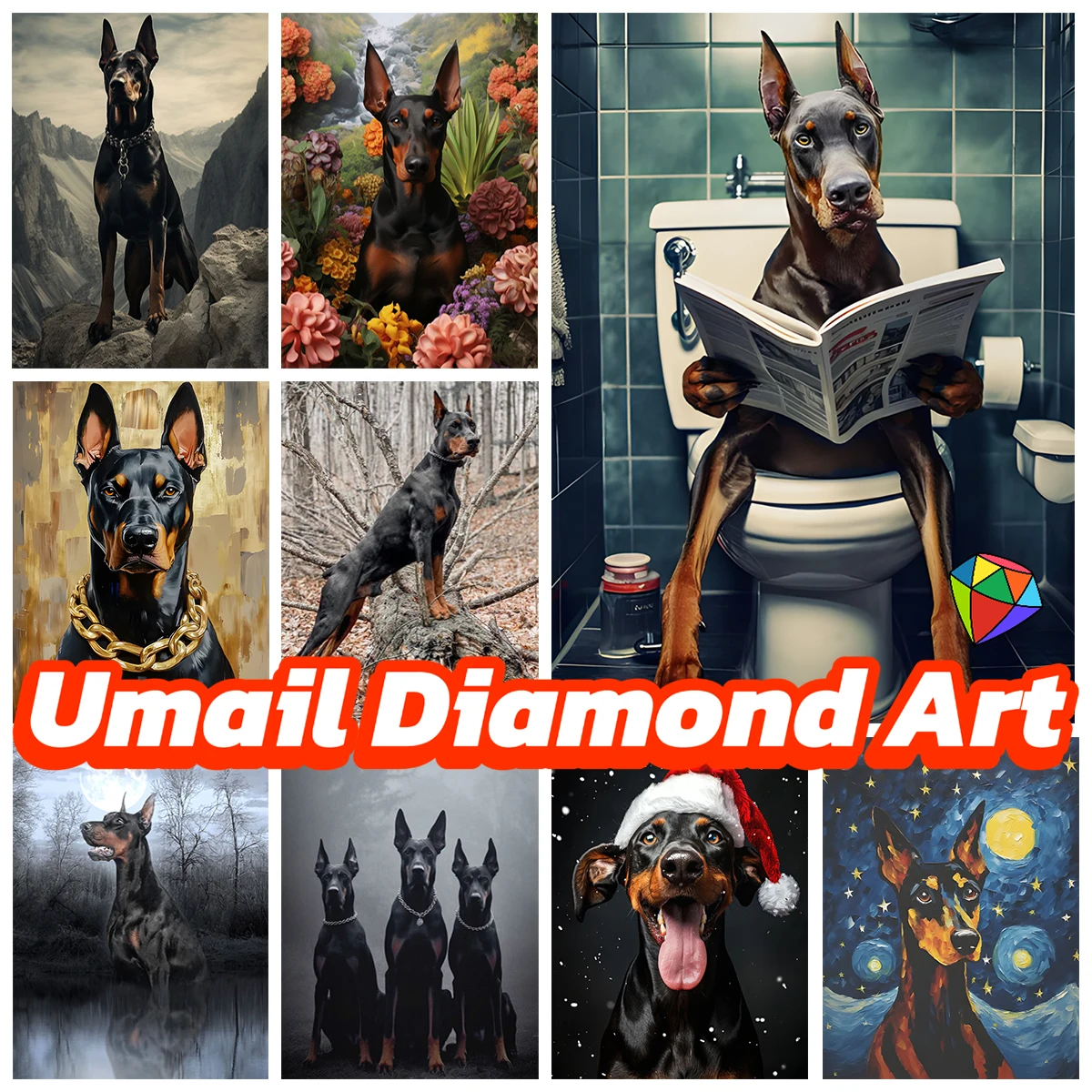 Доберман DIY алмазная живопись охранник собака картина Алмазная вышивка горный